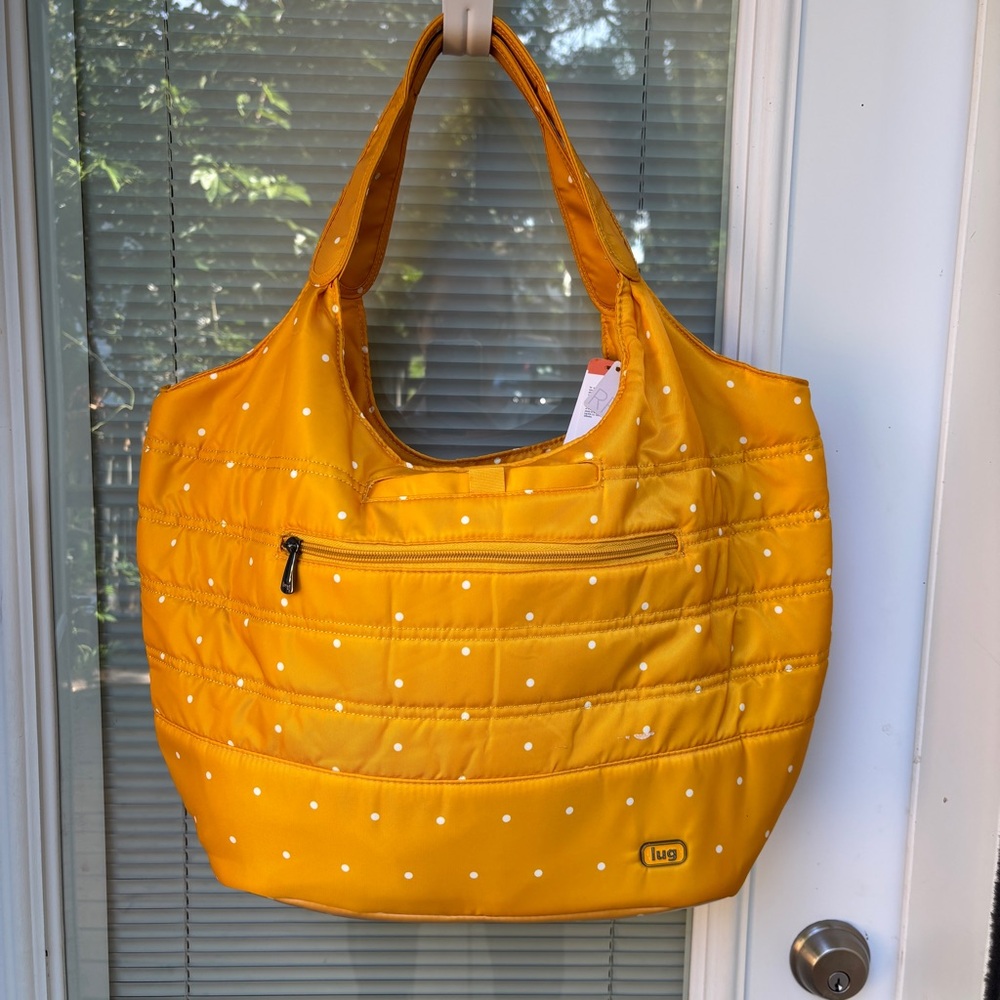 NWT LUG Gondola Slouch Tote Yellow Dot Marigold Travel  Bag Purse - Picture 2 of 15